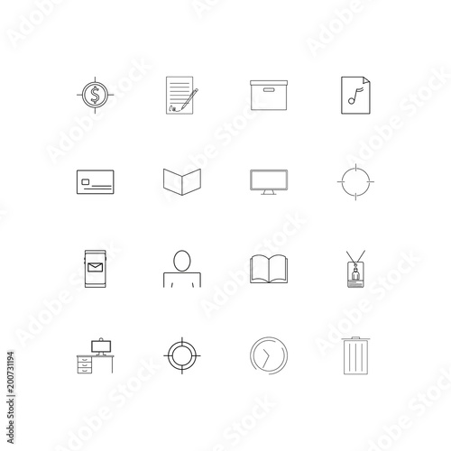 Office simple linear icons set. Outlined vector icons