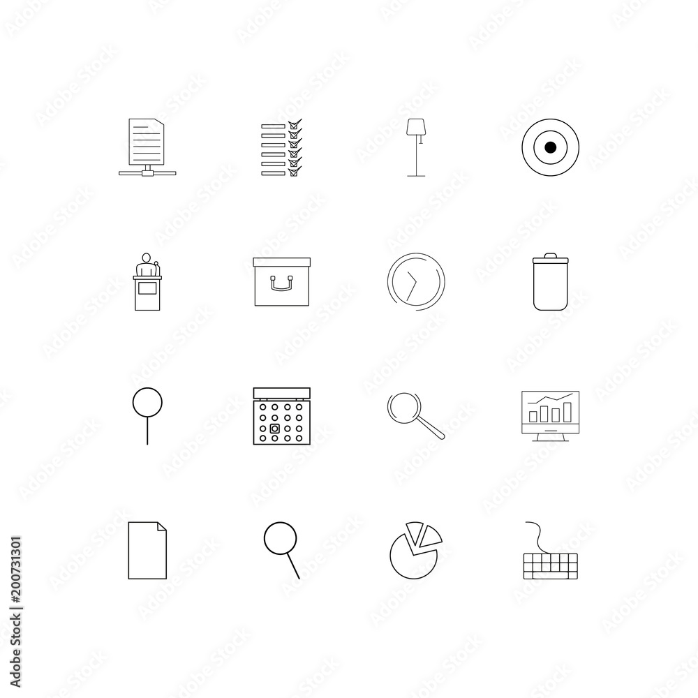 Office simple linear icons set. Outlined vector icons Office simple linear icons set. Outlined vector icons