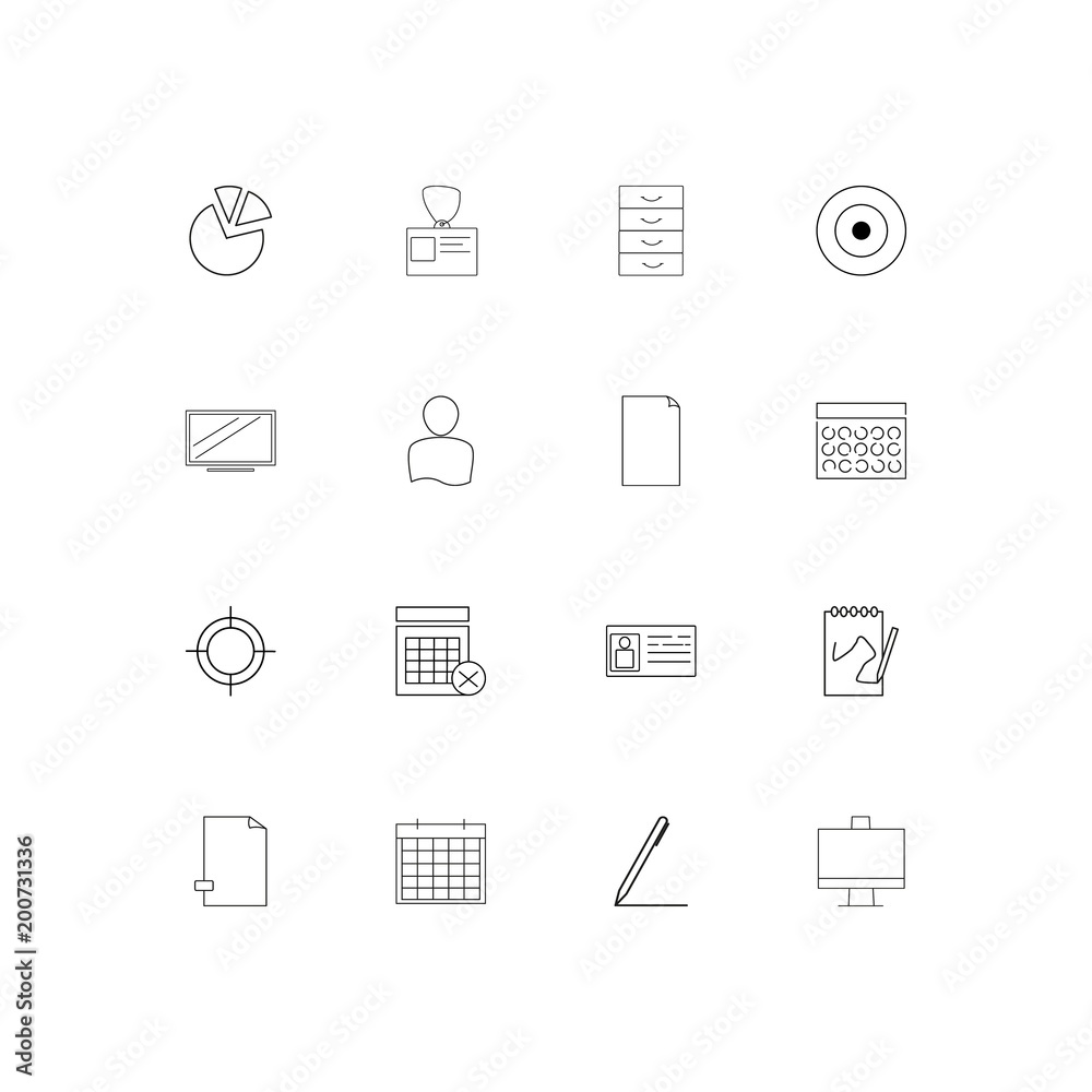 Office simple linear icons set. Outlined vector icons Office simple linear icons set. Outlined vector icons