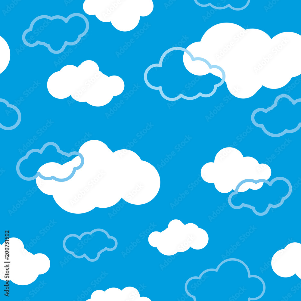 vector seamless pattern illustration of a blue sky and clouds