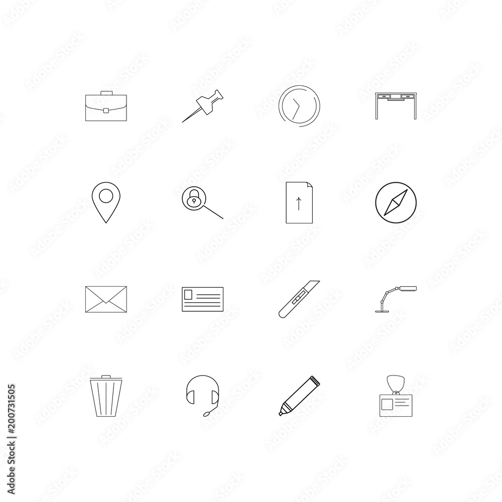 Office simple linear icons set. Outlined vector icons Office simple linear icons set. Outlined vector icons