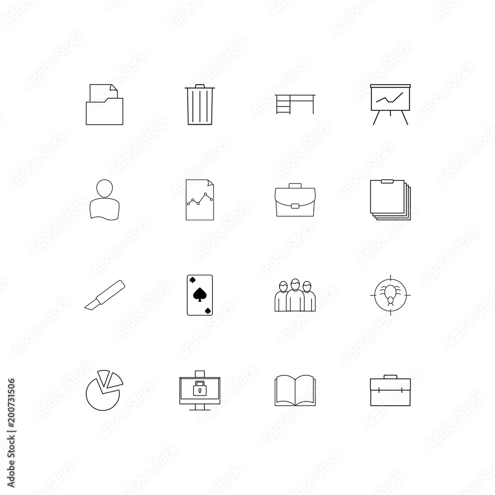 Office simple linear icons set. Outlined vector icons Office simple linear icons set. Outlined vector icons
