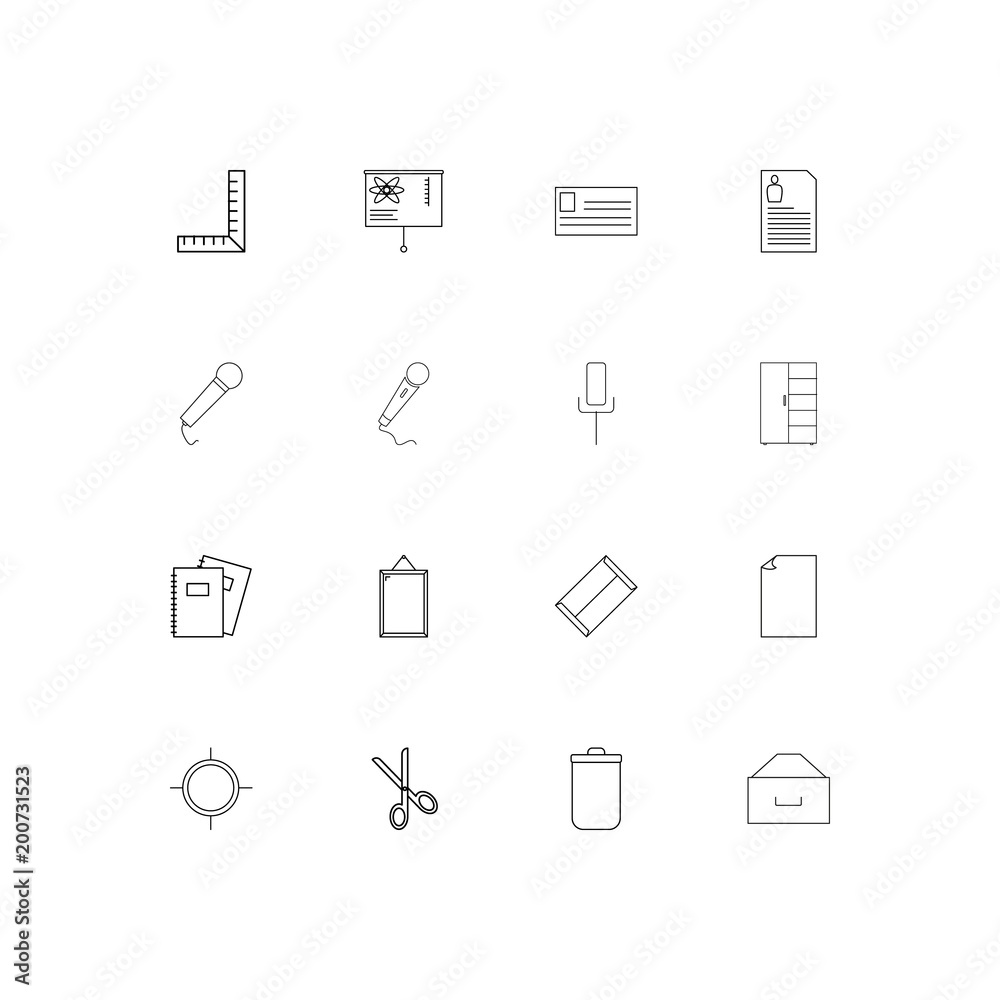 Office simple linear icons set. Outlined vector icons Office simple linear icons set. Outlined vector icons
