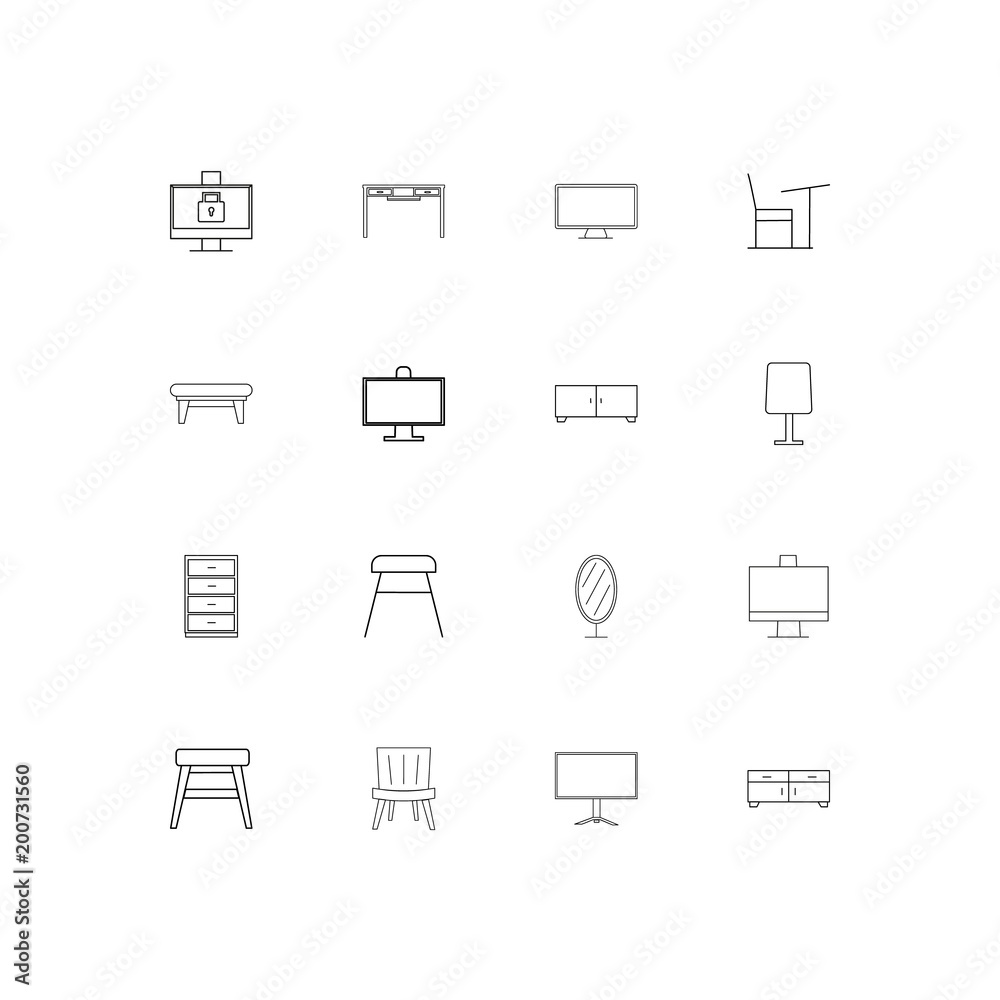 Furniture simple linear icons set. Outlined vector icons Furniture simple linear icons set. Outlined vector icons