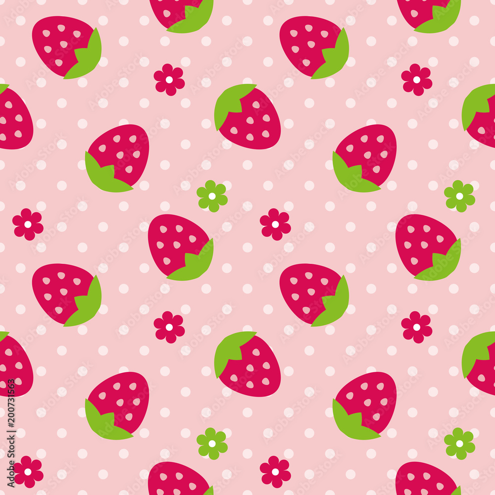 vector seamless repeating illustration children's pattern strawberry and flowers vector seamless repeating illustration children's pattern strawberry and flowers