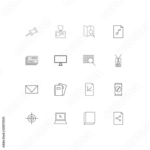 Office simple linear icons set. Outlined vector icons © Birgul