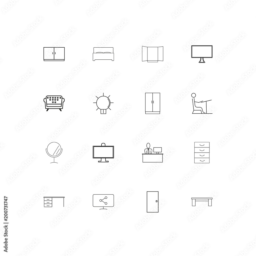 Furniture simple linear icons set. Outlined vector icons Furniture simple linear icons set. Outlined vector icons
