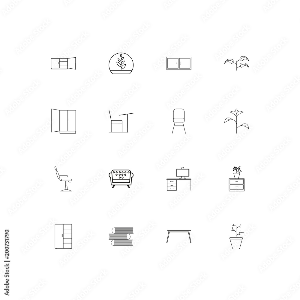 Furniture simple linear icons set. Outlined vector icons Furniture simple linear icons set. Outlined vector icons