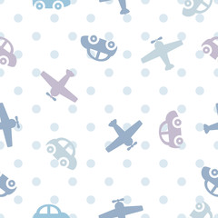 Acrylglasbilder Automuster Buntes Autos Flugzeuge Muster für Kinder  © Oksana