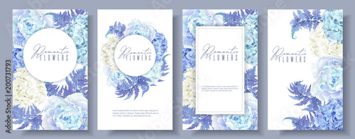 Floral blue banners set
