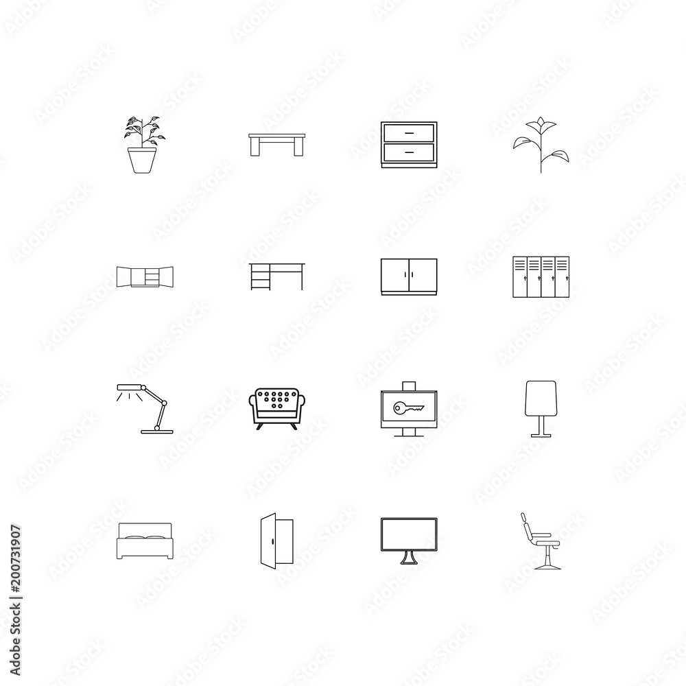 Furniture simple linear icons set. Outlined vector icons Furniture simple linear icons set. Outlined vector icons