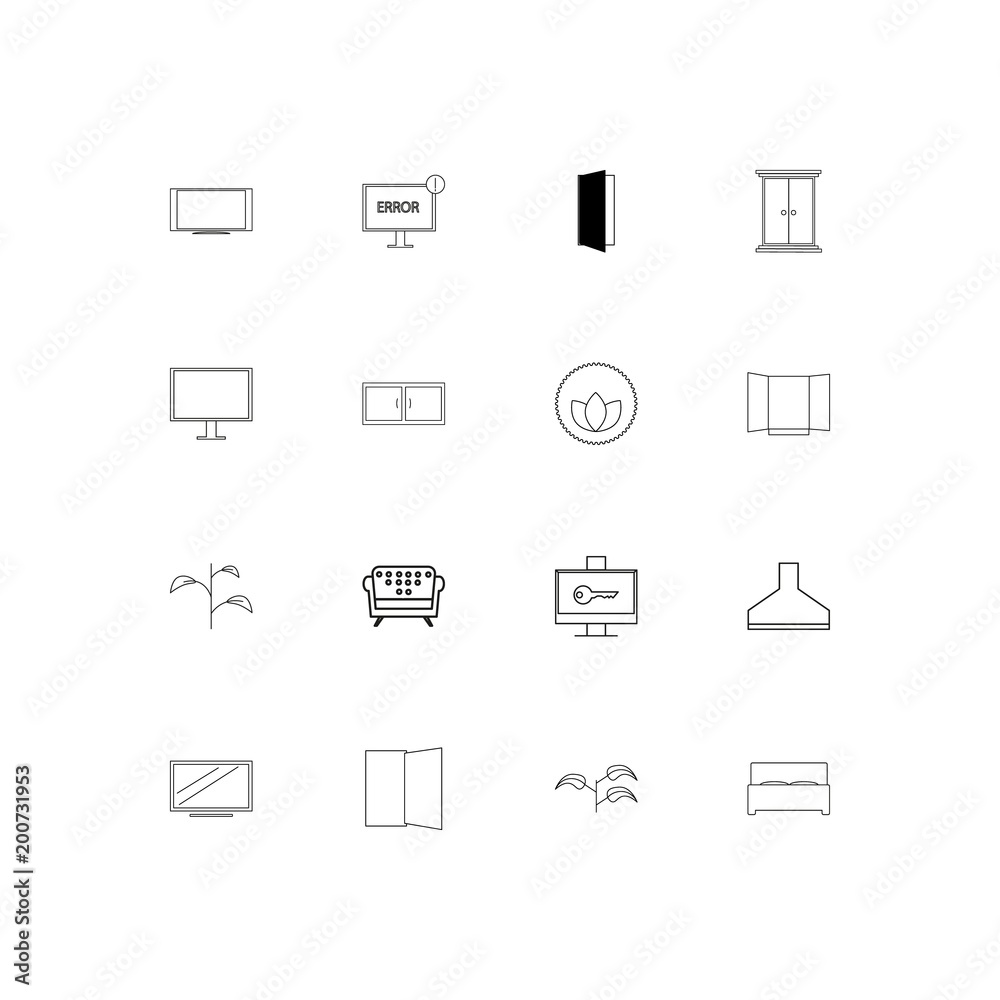 Furniture simple linear icons set. Outlined vector icons Furniture simple linear icons set. Outlined vector icons