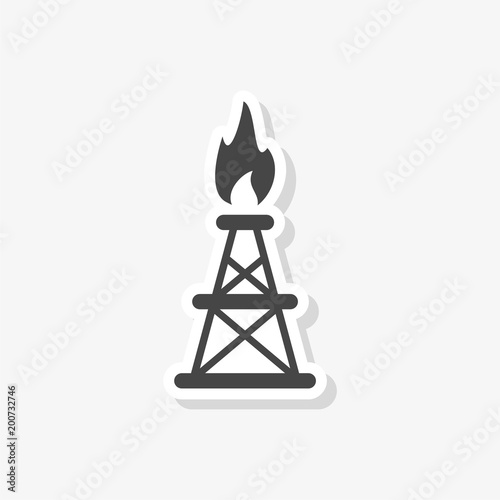 Oil rig, Oil Gusher sticker, simple vector icon © sljubisa