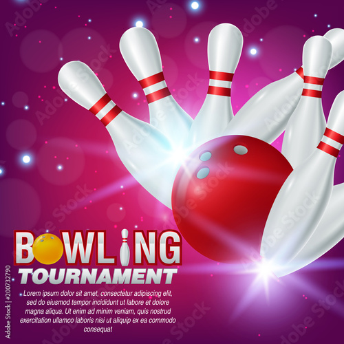 Bowling club poster with the bright background