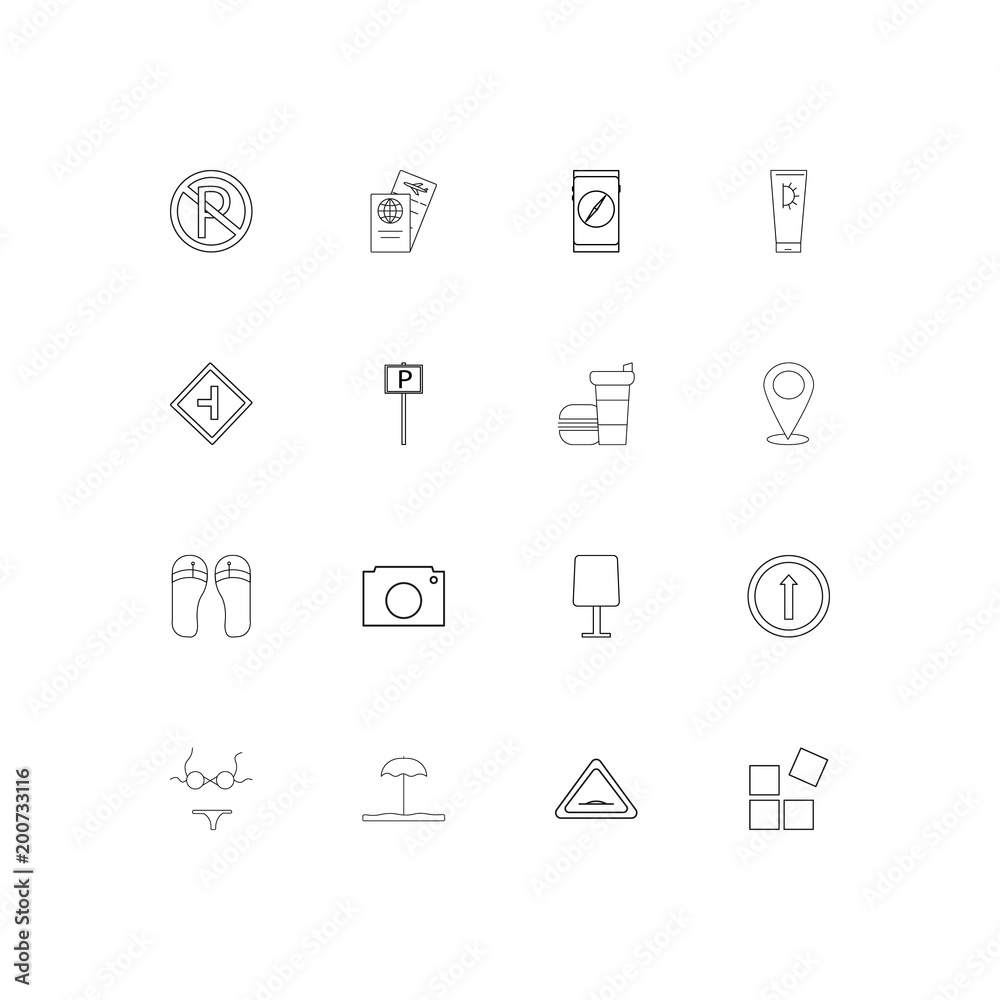 Travel simple linear icons set. Outlined vector icons Travel simple linear icons set. Outlined vector icons