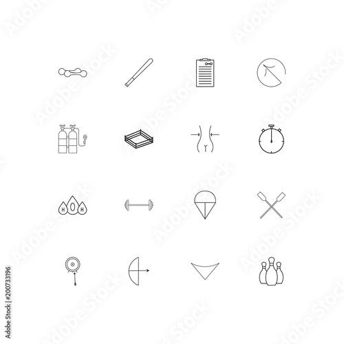 Sport Fitness And Recreation simple linear icons set. Outlined vector icons