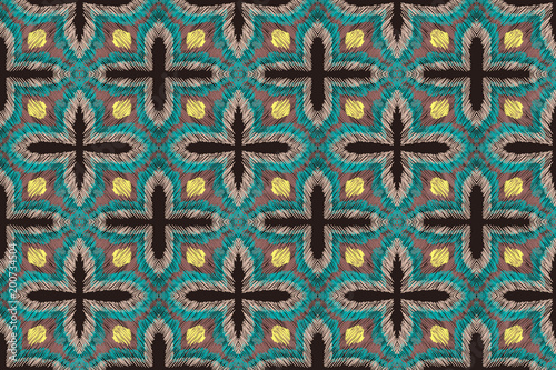Tribal pattern. Ethnic print. Aztec. Abstract geometric fabric. Cloth design. Embroidery pattern. Boho homespun. Hand drawn seamless vector.