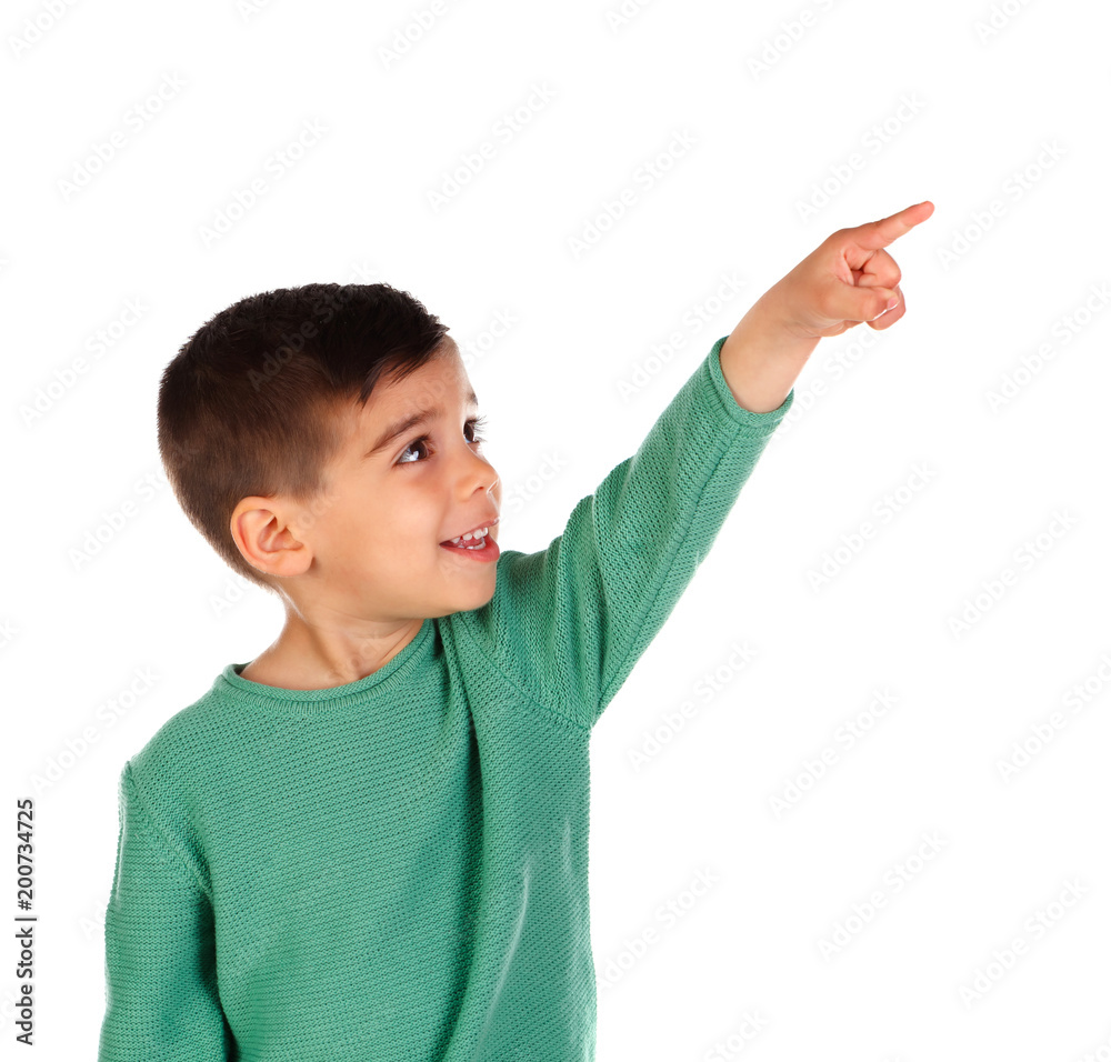 Cute kid pointing with his finger at camera Cute kid pointing with his finger at camera