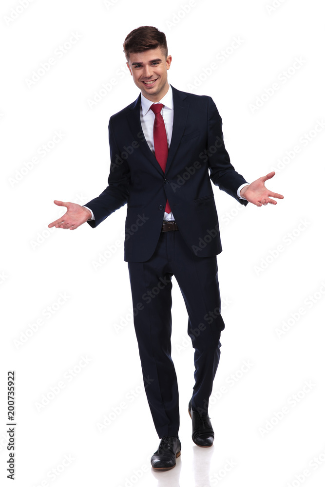 greeting businessman smiling and stepping forward greeting businessman smiling and stepping forward