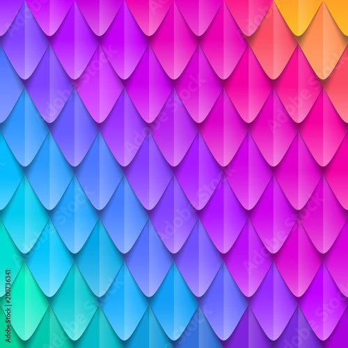 Abstract multicolored background. Paper colorful artificial squama or plumage. Vector illustration.