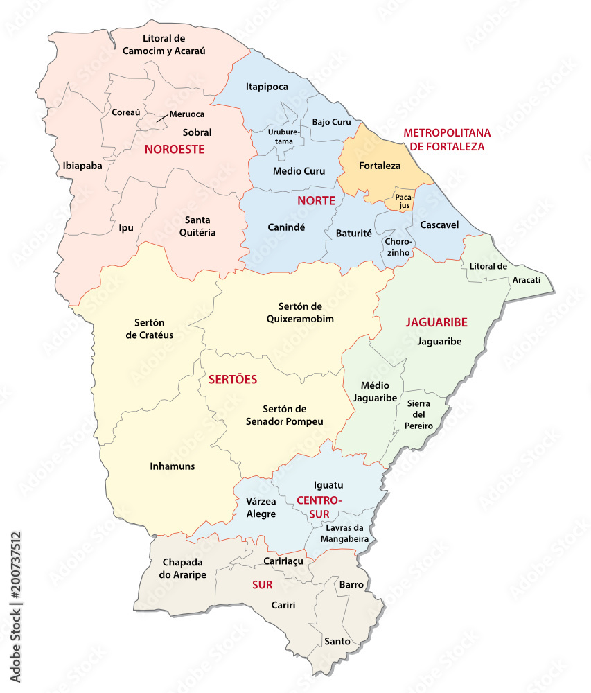 ceara administrative and political vector map