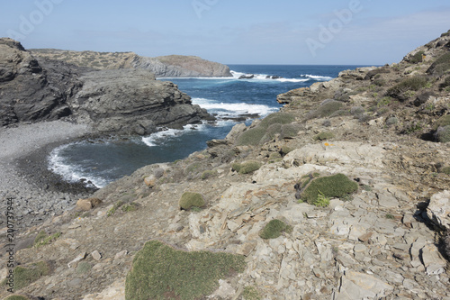 Creek on the slate cape of Favaritx, Menorca, Balearic Islands, Spain