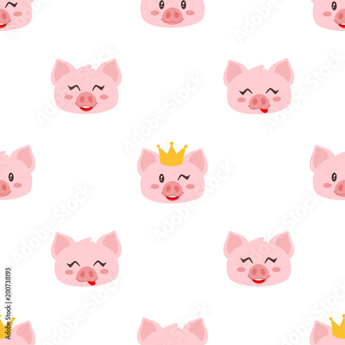 seamless pattern with pink pig
