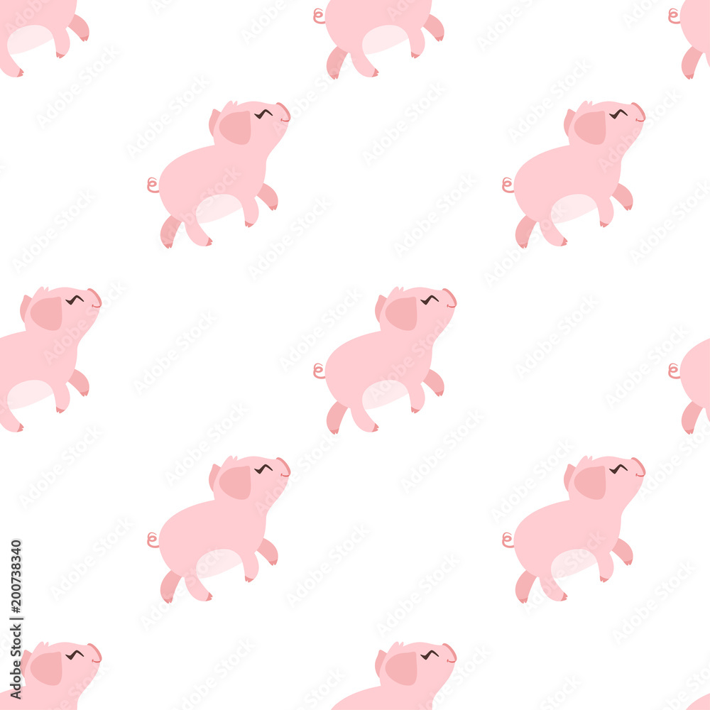 seamless pattern with pink pig