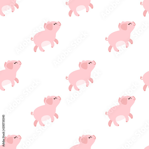 seamless pattern with pink pig