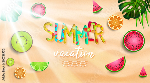 Summer vacation background vector. Summer holidays and beach holidays.