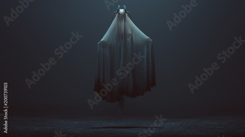 Foto Floating Evil Spirit with Silver Horns in a foggy void 3d Illustration