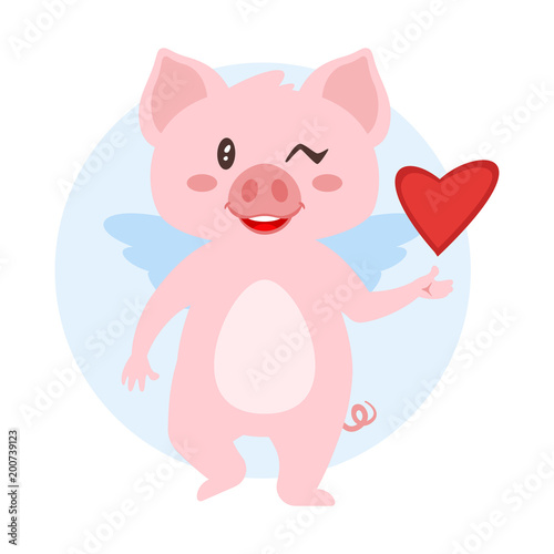 winking pig with wings