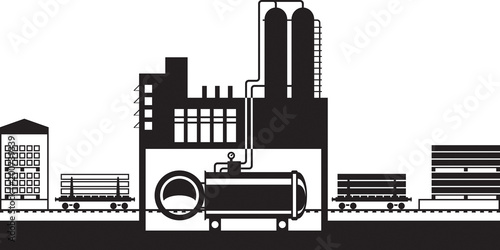 Wood impregnation plant - vector illustration