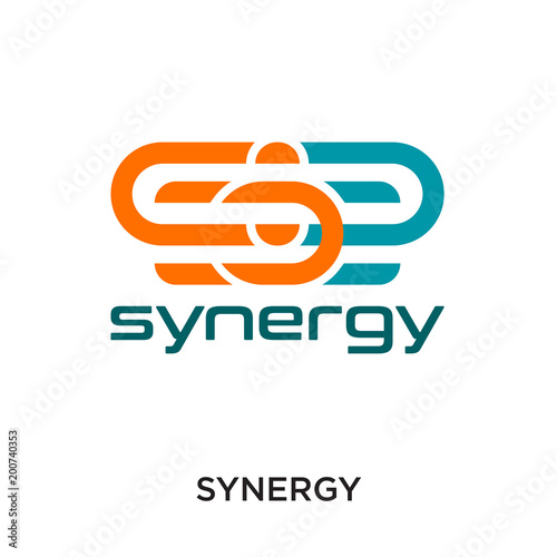 synergy logo isolated on white background for your web, mobile and app design