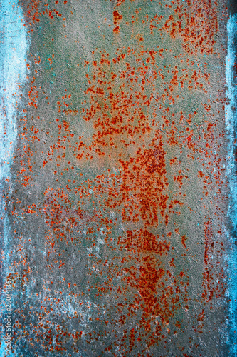 Weathered Rusty Metal Sheet With Peeling Paint