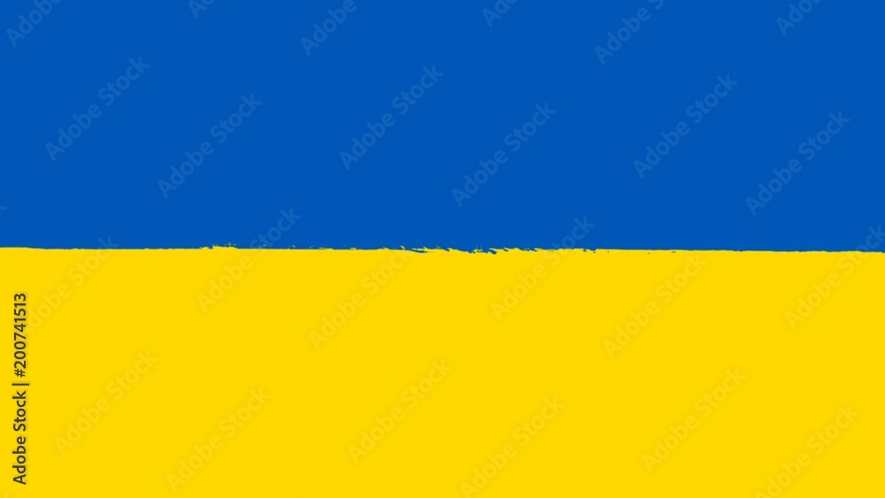 Flag of Ukraine - Drawing Ukrainian Flag by Brush Strokes Flag of Ukraine - Drawing Ukrainian Flag by Brush Strokes