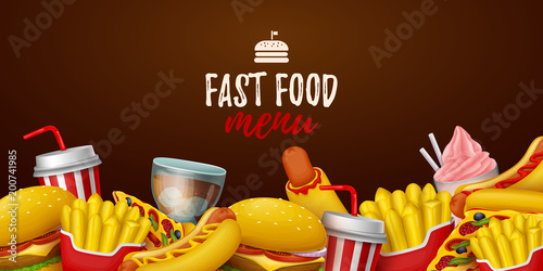 Colorful fast food  background. Vector Illustration