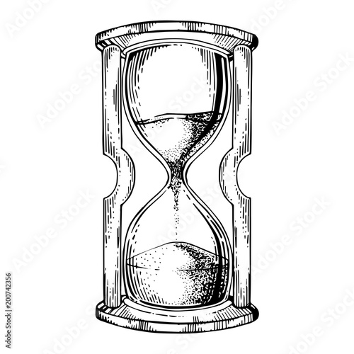 Sand watch glass engraving vector illustration photo