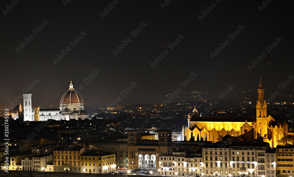 Florence at night with illuminated landmarks