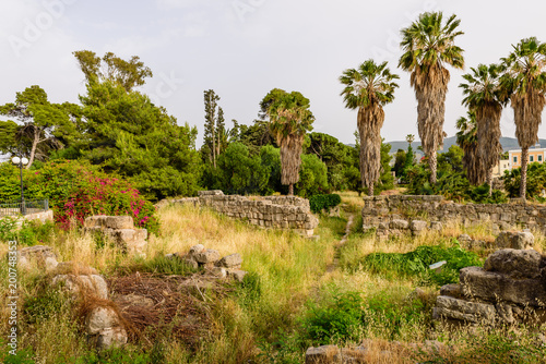 Ancient Agora. Historical ruins in Kos town, Kos island, Dodecanese Islands, Greece