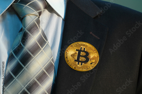 Bitcoin badge on the lapel