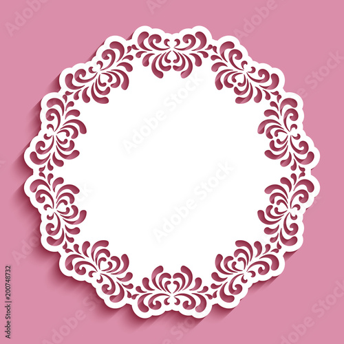 Round lace doily with cutout border pattern