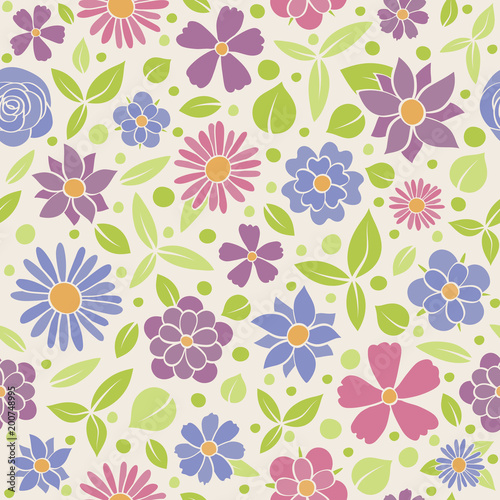 Seamless floral pattern - wrapping paper. Mother s Day  Woman s Day and Valentine s Day. Vector.