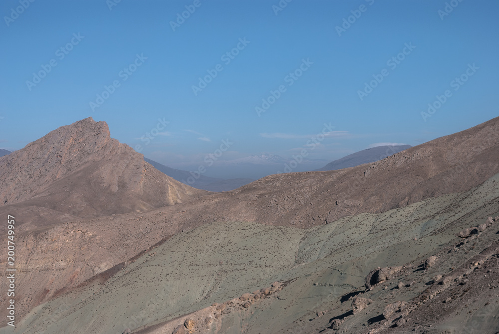 Naklejka premium Aragats range in Armenia as seen from Dogubayazitm, Eastern Turkey.
