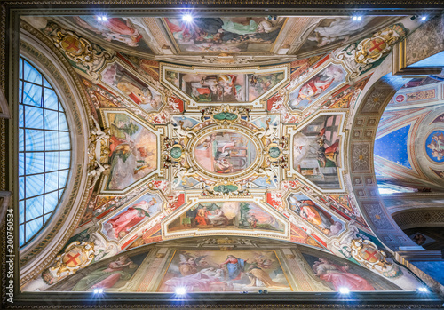 Ceiling fresco by G.B. Ricci in the chapel of Nicholas Tolentino in the Church of Sant'Agostino in Rome, Italy. photo