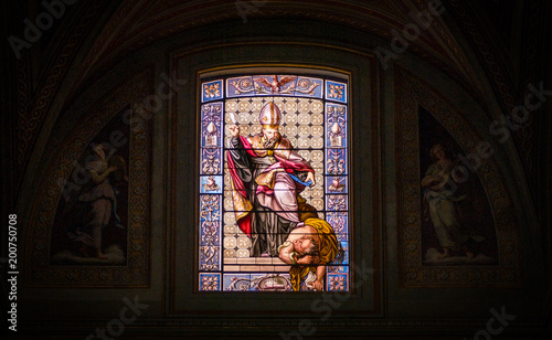 Stained glass in the Church of Sant'Agostino in Rome, Italy. photo