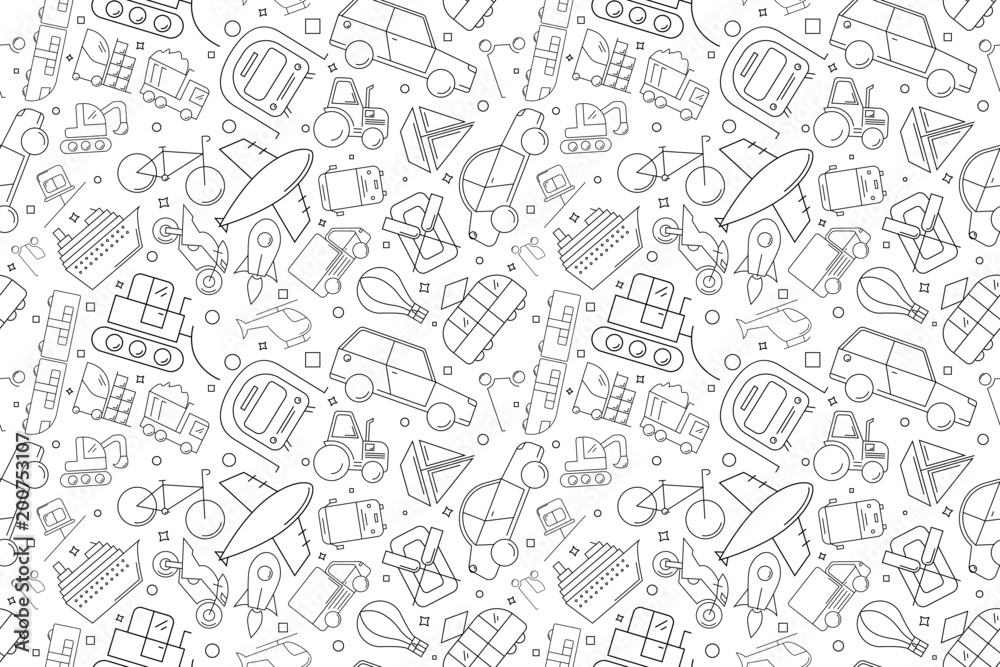 Vector vehicle pattern. Vehicle seamless background	