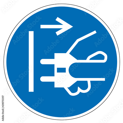 Gebotsschild Netzstecker ziehen nach EN DIN 7010