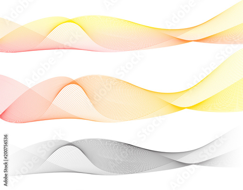 Design elements Wave colors lines on white background isolated09