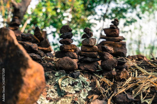 rock stack on the muontain life a zen garden photo